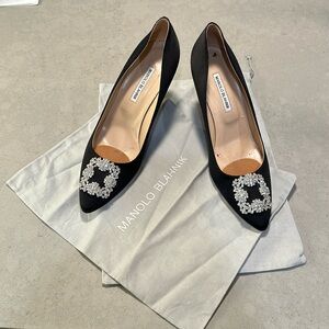 Manolo Blahnik Hangisi Crystal Buckle Pump with Dustbags